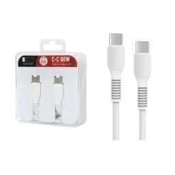 Cable ROCA TO GO Tipo C-Tipo C 1mt 3A 60W Blanco