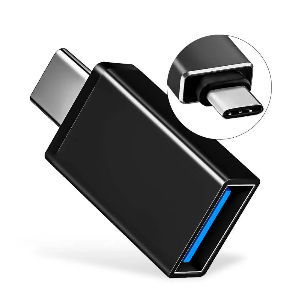 Adaptador Aukey OTG Tipo-C resaltando su capacidad de transferencia de datos a alta velocidad USB 3.0, para usuarios en Uruguay, Avlis
