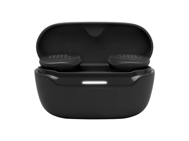 Auricular JBL Endurance Race 2 Black con su estuche de carga compacto y resistente, perfecto para llevar a todas partes.