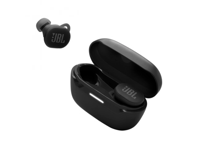 Auricular JBL Endurance Race 2 Black mostrado desde el lateral, ideal para entrenamientos intensos y uso diario.