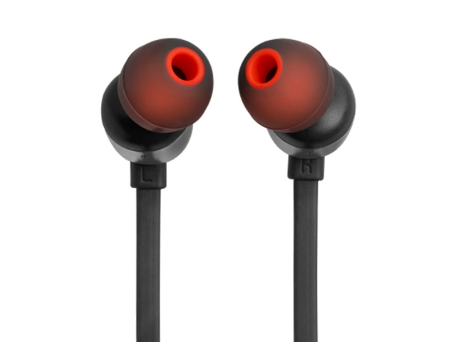 Auriculares JBL Tune 310C Black vistos de frente, diseño in-ear moderno y discreto