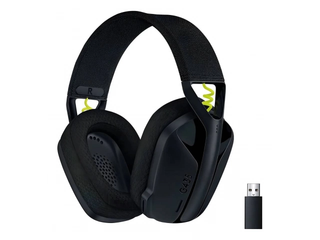 Vista lateral de los Logitech G435, mostrando su diseño ergonómico y moderno para jugadores exigentes.