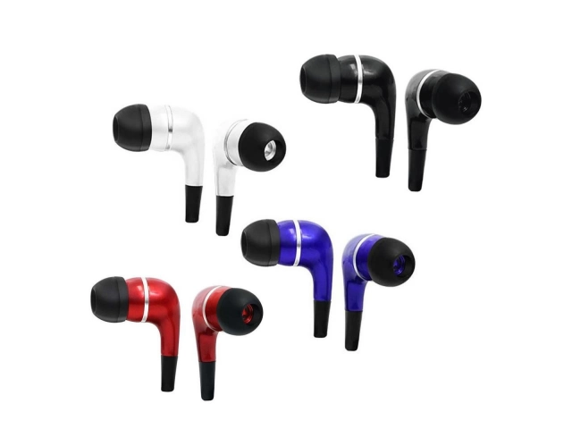 Variedad de colores disponibles de los auriculares Argom HS525: negro, rojo, azul y blanco.