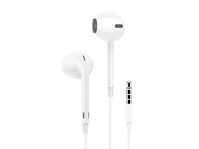 Vista frontal de los Auriculares Foneng T46 Blanco con diseño ergonómico y conector 3.5mm