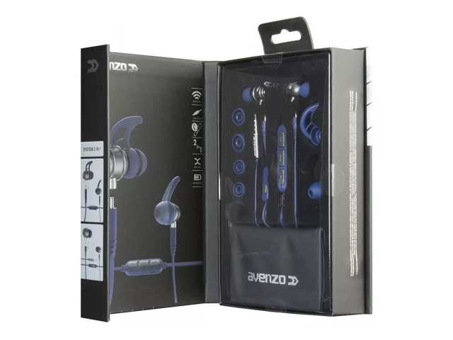 Auriculares convertibles Avenzo AV639 Azules (Bluetooth y Cable).