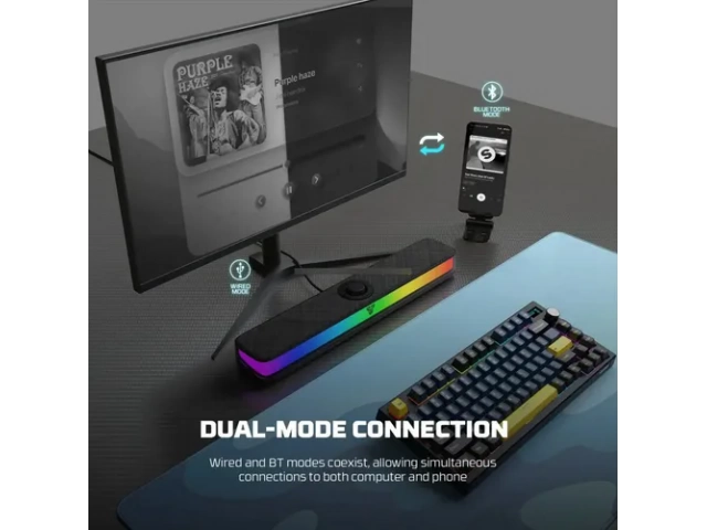 Compr&aacute; la Barra de Sonido Fantech BS151 RGB 10W. Audio est&eacute;reo claro, iluminaci&oacute;n RGB din&aacute;micas, conexi&oacute;n USB y Jack 3.5 mm para PC y monitores.