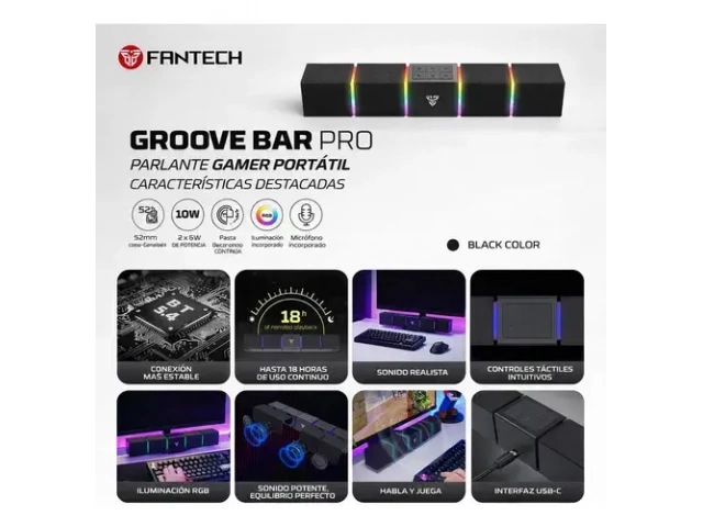 Compr&aacute; la Barra de Sonido Fantech BS163 RGB 10W. Audio est&eacute;reo potente, iluminaci&oacute;n RGB fija y din&aacute;mica, conexi&oacute;n USB y Jack 3.5 mm para PC y TV.