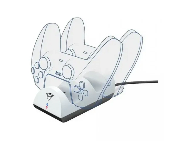 Carg&aacute; dos controles DualSense simult&aacute;neamente con la base Trust GXT 254. Dise&ntilde;o compacto, conexi&oacute;n segura y carga r&aacute;pida. 