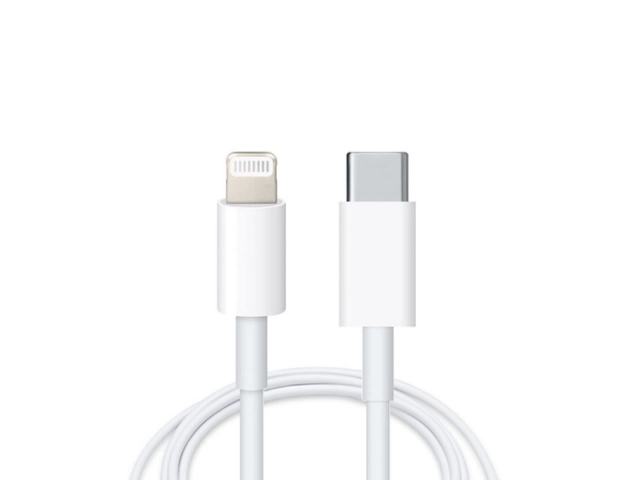 Cable original Apple Lightning a USB-C de 1 metro. Ideal para carga rápida y sincronización de iPhone y iPad. Disponible en Avlis Uruguay.