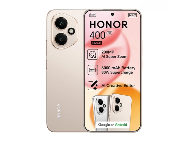 El Honor 400 combina 12GB de RAM y 512GB de almacenamiento masivo en un elegante acabado Gold. Experimenta velocidad inigualable y espacio ilimitado. ¡Compra el tuyo hoy!