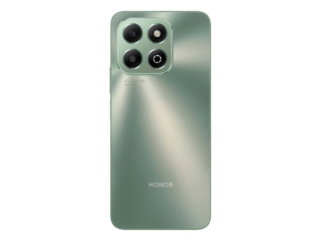 Primer plano del acabado color verde esmeralda del celular Honor X6b, 6GB/256GB, mostrando su textura y diseño, en Avlis Uruguay.