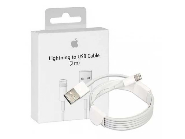 Conector USB-A del cable original Apple para iPhone de 2 metros, para cargadores y computadoras, en Avlis.