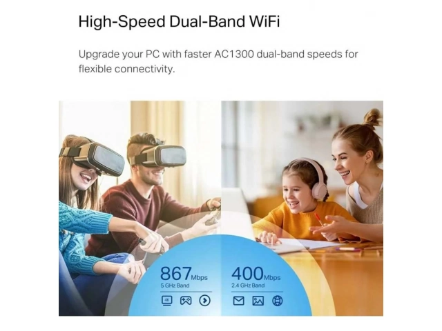 Diseño nano ultra compacto del adaptador Wi-Fi TP-Link Archer T3U Nano AC1300, perfecto para laptops por su portabilidad y discreción. Avlis Uruguay.