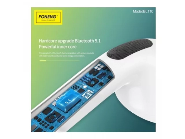 Indicador de conectividad Bluetooth 5.1 de los auriculares Foneng BL110.