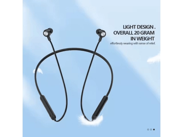 Auriculares Foneng BL35 vistos de frente, diseño deportivo con banda para el cuello.