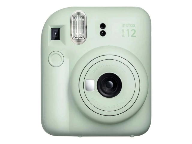 Cámara instantánea Fujifilm Instax Mini 12 color Verde Menta (Mint Green), diseño fresco y juvenil, disponible en Avlis Uruguay