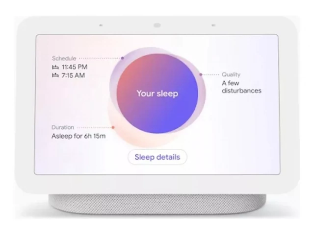 Vista lateral del Google Nest Hub 7" resaltando su diseño compacto y elegante.%u200B