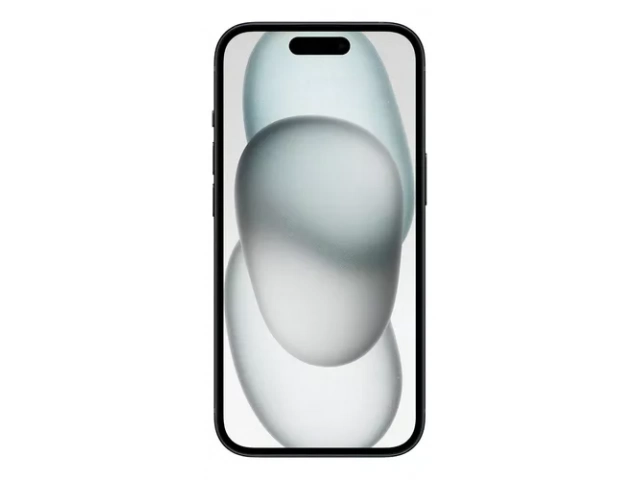 Imagen del iPhone 15 128GB Black vista frontal con pantalla OLED de alta definici&oacute;n