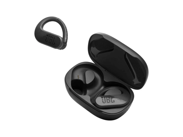 Auriculares TWS JBL Endurance Peak 3 negros con tecnología VoiceAware para llamadas claras y sonido JBL Pure Bass. Encontralos en Avlis.
