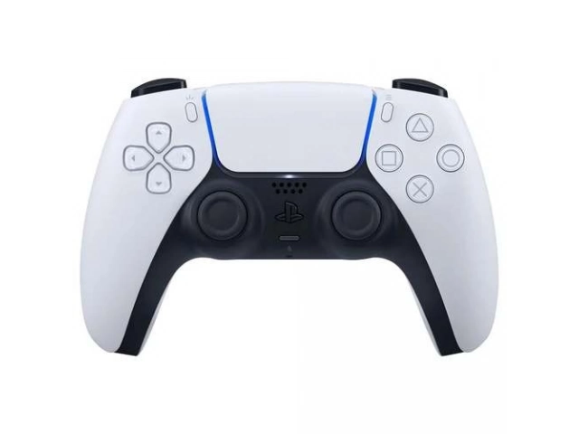 Joystick Sony PS5 DualSense inalámbrico en color blanco, destacando su diseño innovador para una experiencia de juego inmersiva. Avlis Uruguay