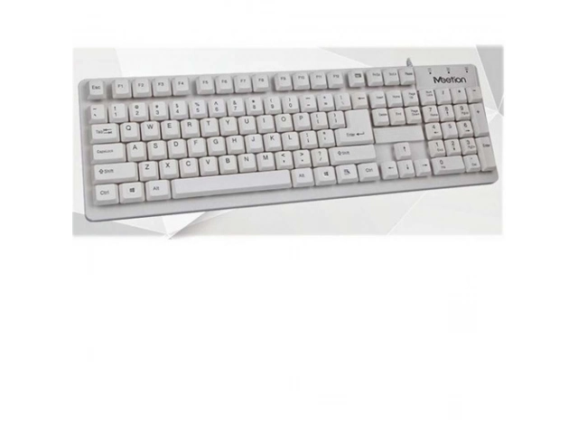Diseño minimalista y elegante del teclado Meetion K202 blanco, perfecto para escritorios modernos en Uruguay, venta en Avlis.
