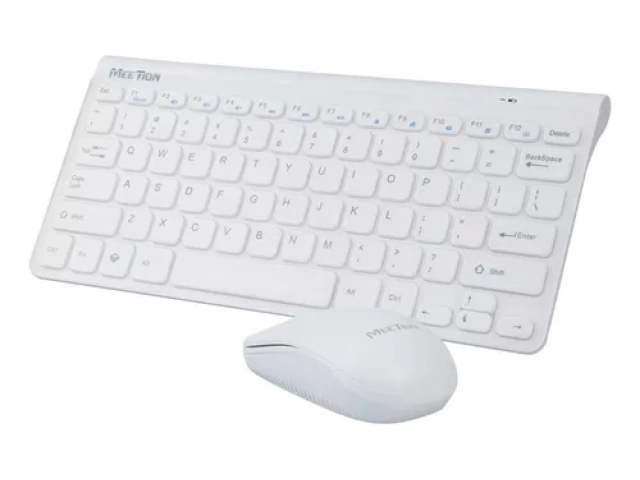 Teclado Meetion Mini4000 Blanco con conexión USB y teclas silenciosas, disponible en Avlis Uruguay.