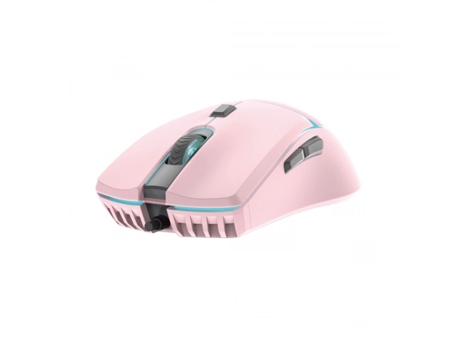 El mouse Fantech VX7 en color Rosa (Pink) combina alto rendimiento gamer (6400 DPI) y estilo. Diseño ergonómico con 6 botones y cable trenzado duradero.