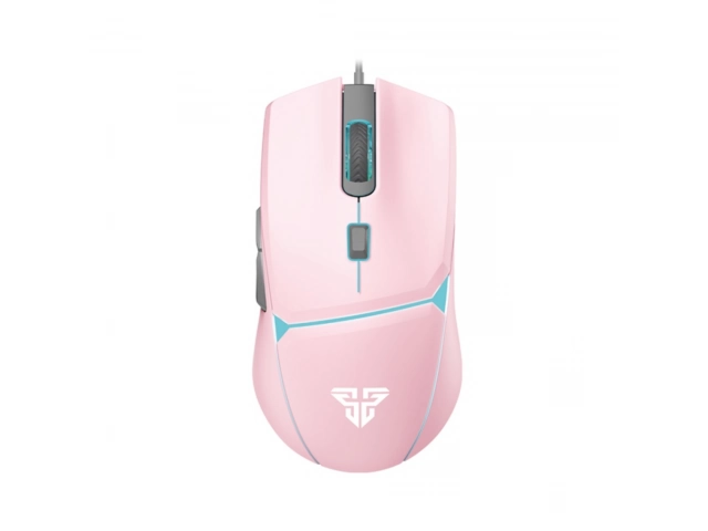 El mouse Fantech VX7 en color Rosa (Pink) combina alto rendimiento gamer (6400 DPI) y estilo. Diseño ergonómico con 6 botones y cable trenzado duradero.