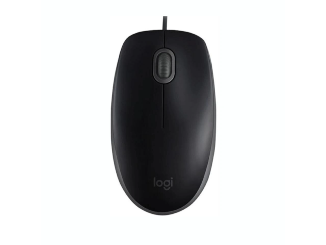 Vista frontal del Mouse Logitech M110 Silent en color negro con diseño minimalista.