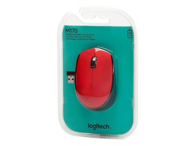 Mouse Logitech M170 junto al receptor USB inalámbrico de 2.4 GHz  