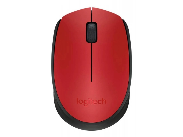 Vista frontal del mouse inalámbrico Logitech M170 con diseño compacto y elegante