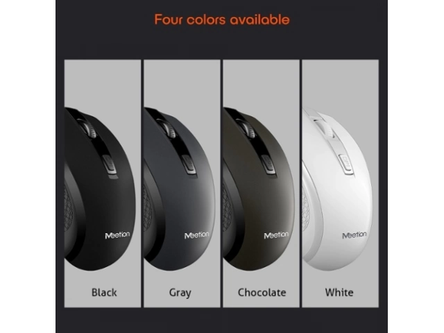 Descubre el mouse Meetion R560 inalámbrico color chocolate. Disfruta de precisión ajustable (800-1600 DPI), 4 botones y un alcance de 10m. ¡Mejora tu productividad hoy!