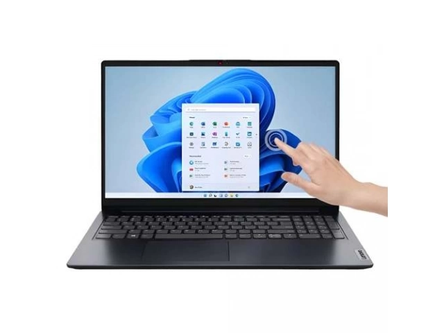 Notebook Lenovo Ideapad 15.6 pulgadas táctil con procesador Intel Core i5, color azul, vista frontal, en Avlis Uruguay.
