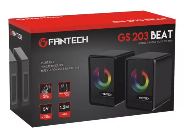 Detalle del conector 3.5mm AUX del parlante Fantech GS203 Black para audio. Detalle del conector 3.5mm AUX del parlante Fantech GS203 Black para audio.