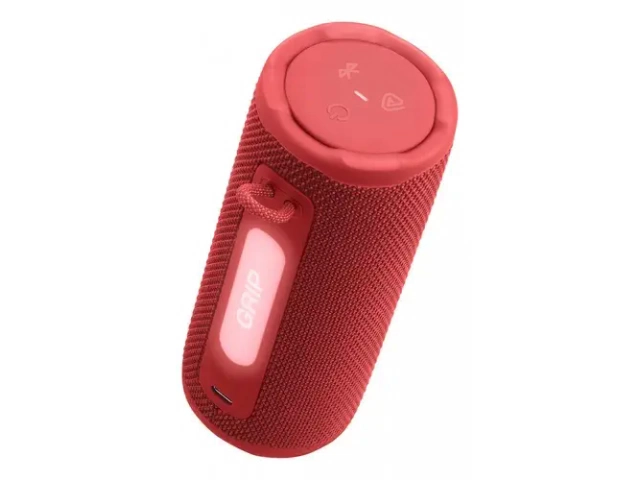 El JBL Grip Red, audaz y resistente (IP68), ofrece 16W de sonido JBL Pro y hasta 14 horas de música.