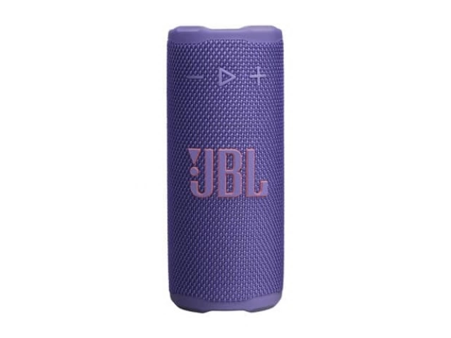 El parlante JBL Grip Violet combina potencia (16W) y estilo. Totalmente resistente al agua y polvo (IP68)