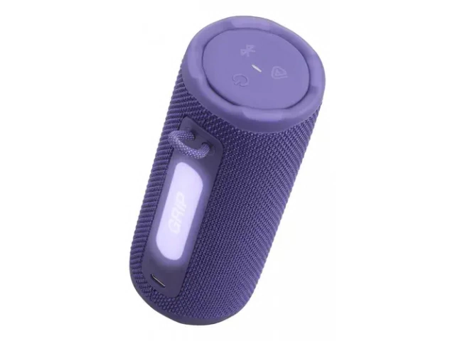 El parlante JBL Grip Violet combina potencia (16W) y estilo. Totalmente resistente al agua y polvo (IP68)