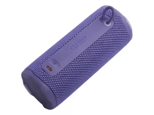 El parlante JBL Grip Violet combina potencia (16W) y estilo. Totalmente resistente al agua y polvo (IP68)