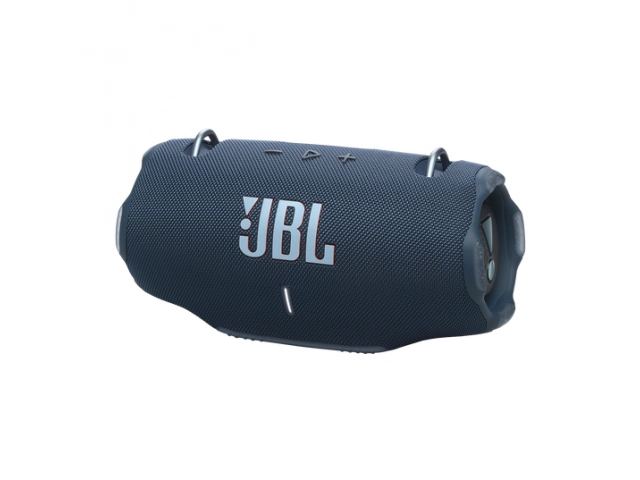 Parlante Bluetooth portátil JBL Xtreme 4 en color azul vibrante, con sonido potente JBL Pro, resistencia IP67 y correa para el hombro.