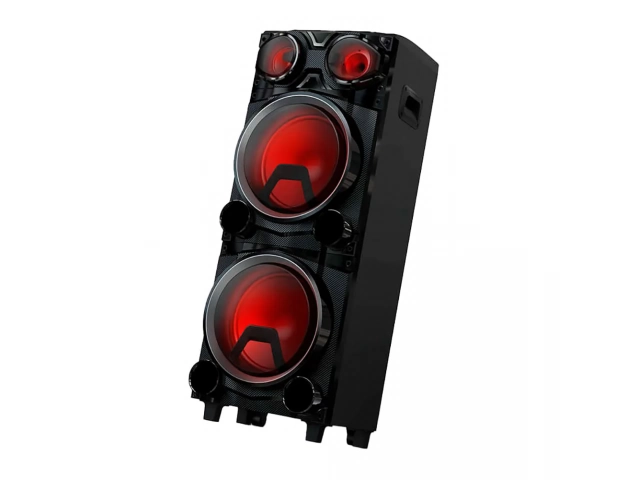 Detalle del panel superior con controles de volumen, ecualizador y efectos de luz del Philips TAX3705/77.