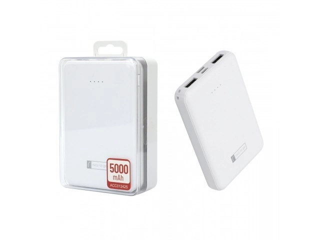 Mantén tus dispositivos cargados con el Powerbank ROCA TO GO 5000mAh. Doble USB (1A 2.1A) para carga eficiente. ¡No te quedes sin batería!