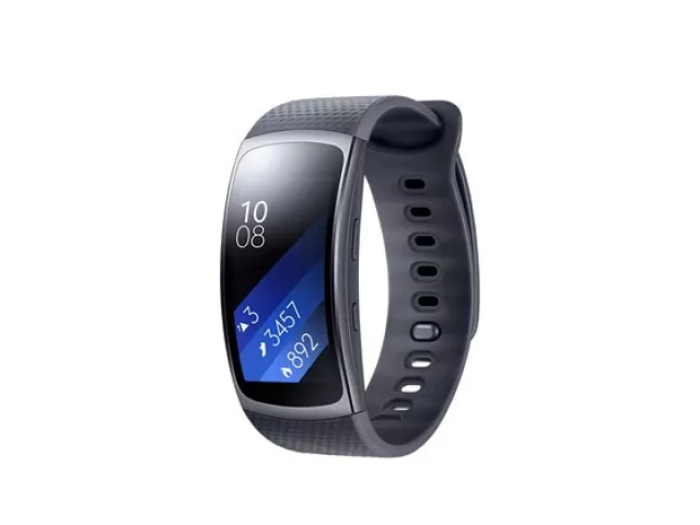 Vista frontal del Smartwatch Samsung Gear Fit 2 Black con pantalla curva Super AMOLED de 1.5 pulgadas.
