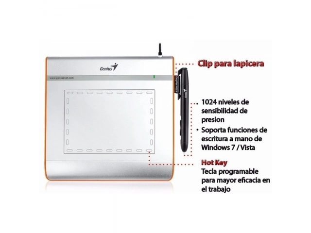 Desata tu creatividad con la Genius i405x. Área de 4"x5.5", 1024 niveles de presión y 2540 LPI. ¡Ideal para diseño y retoque digital! Envío rápido. Desata tu creatividad con la Genius i405x. Área de 4"x5.5", 1024 niveles de presión y 2540 LPI. ¡Ideal para diseño y retoque digital! Envío rápido.
