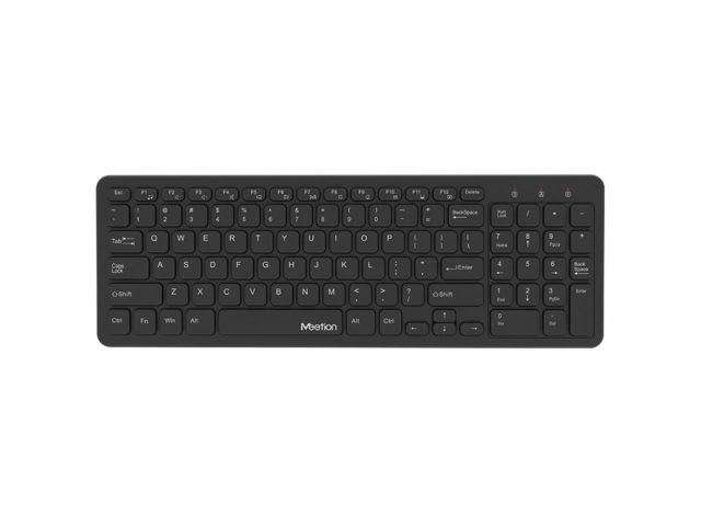 Teclado Meetion WK410 inalámbrico mostrando su diseño compacto con pad numérico y layout en español. Avlis Uruguay.