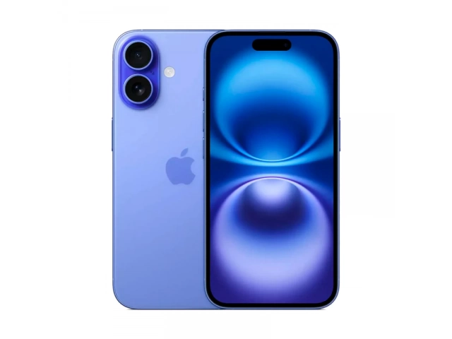 Primer plano del nuevo y sofisticado color Ultramarine del Apple iPhone 16, un acabado único para la próxima generación. Comprá en Avlis Uruguay.