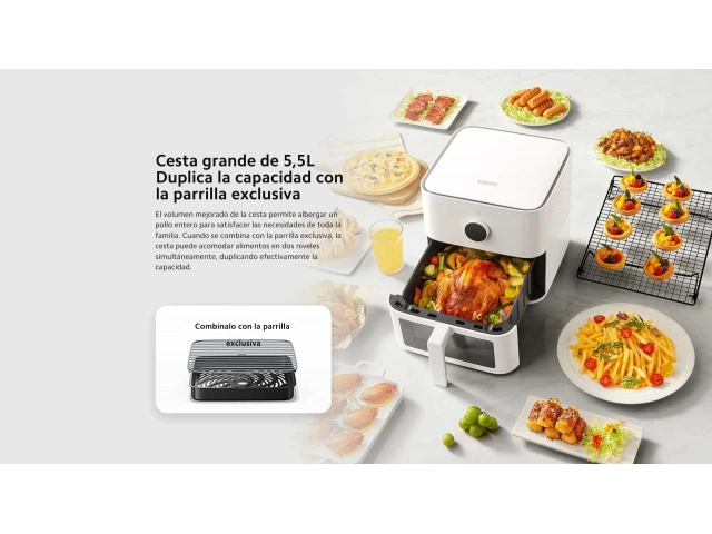 Descubre la Xiaomi Mi Smart Air Fryer 5.5L. Cocina tus platos favoritos de forma saludable con control inteligente desde tu app. ¡Versátil y eficiente, ideal para tu hogar!