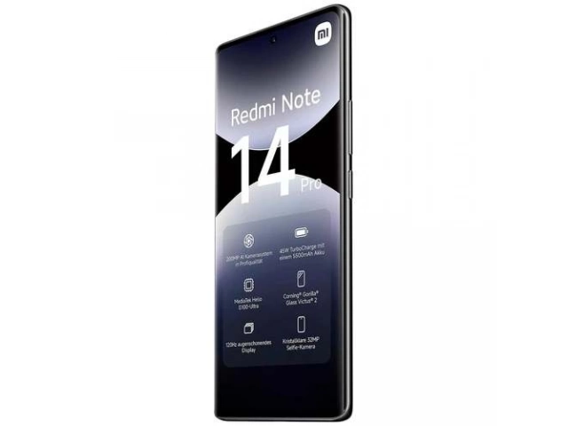 Smartphone Xiaomi Redmi Note 14 Pro 5G color Negro con 8GB RAM y 256GB, cámara 200MP y conectividad 5G, disponible en Avlis Uruguay