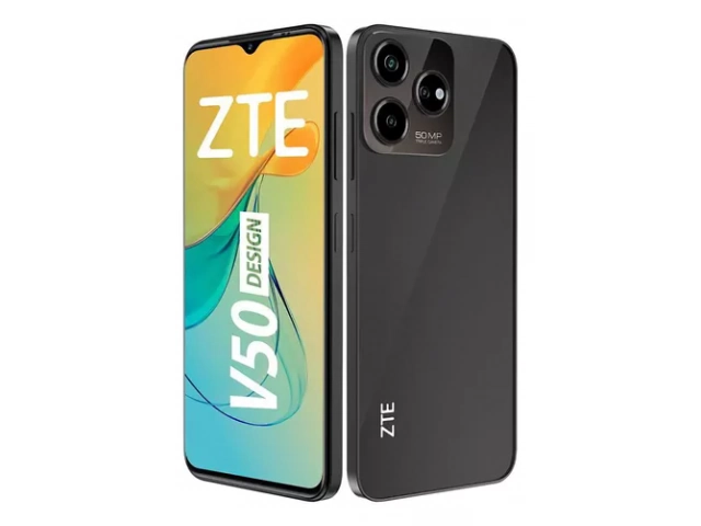Vista del perfil derecho del ZTE Blade V50 Design en negro, con botón de encendido y lector de huellas.